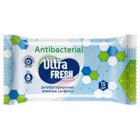 Ultra Fresh - Салфетки влажные Antibacterial 15шт