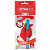 Komfi - Перчатки хозяйственные латексные сверхпрочные Биколор, размер XL белый+красный 