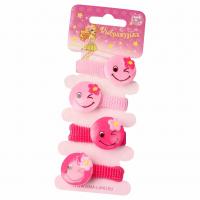 Выбражулька - Резинка для волос Веселый глянец (набор 4шт) смайлики, цвет розовый