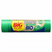 Big City Life - Bio Разлагаемые Пакеты для мусора с затяжками HD 35л*15шт зеленые