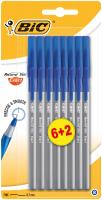 Bic - Ручка шариковая синяя Round Stic Exact 0,28мм 6+2шт блистер
