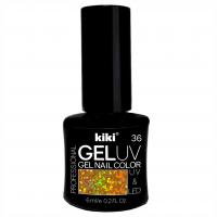 Kiki - Гель-лак для ногтей, тон 36 золотистый металлик с блестками