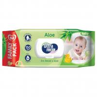 Ultra Fresh - Baby Влажные салфетки для детей и мам Aloe 150шт с клапаном