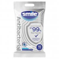 Smile  - Антибактериальные Влажные салфетки со спиртом 15шт