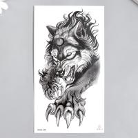 Прочее - Татуировка на тело чёрная Волк-оборотень 11,5*21см      