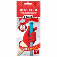 Komfi - Перчатки хозяйственные латексные сверхпрочные Биколор, размер S белый+красный