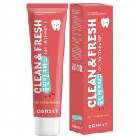Consly - Зубная паста гелевая Clean & Fresh с экстрактом красного чая и морских минералов 105г