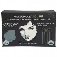 Shinewell - Makeup Control Set Набор для коррекции макияжа (Салфетки матирующие 50шт + Косметические палочки 20шт)