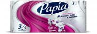 Papia - Туалетная бумага трехслойная Цветы Бали 8 рулонов 