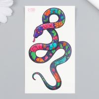Прочее - Татуировка на тело цветная Цветочная змея 10,5*6см
