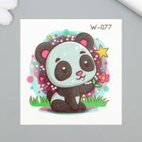 Прочее - Татуировка на тело цветная Малыш панды с цветочком 6*6см
