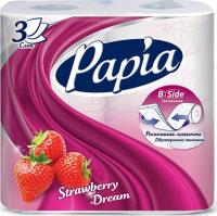 Papia - Туалетная бумага трехслойная Клубничная мечта 4 рулона