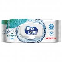 Ultra Fresh - Premium Antibacterial Влажные салфетки с экстрактом эвкалипта 60шт с клапаном