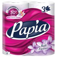 Papia - Туалетная бумага трехслойная Цветы Бали 4 рулона