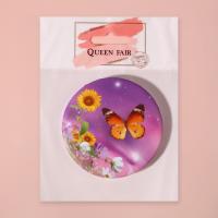 Queen Fair - Зеркало складное пластиковое круг Бабочки d7,5см, рисунок микс