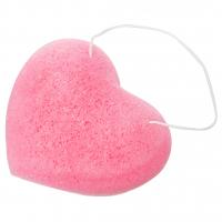 TF cosmetics - Спонж Конняку для бережного очищения кожи, цвет розовый, сердце 