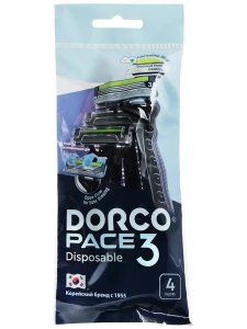 DORCO - Pace 3 Станок для бритья одноразовый 3 лезвия увлажняющая полоска 4шт