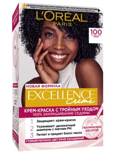 L'Oreal Paris - Excellence Стойкая Крем-краска, тон 100 Черный