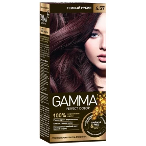 Gamma - Perfect Color Стойкая крем-краска для волос, тон 4.57 Темный рубин (в комплекте с окислительным кремом 9%)