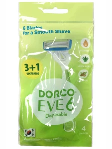 DORCO - Eve 6 Станок для бритья одноразовый женский 6 лезвий увлажняющая полоска 3+1шт