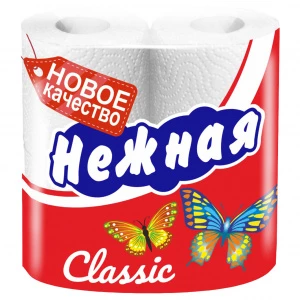 Нежная - Туалетная бумага Классика белая 4шт