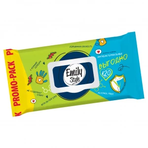 Emily Style - Салфетки влажные Антибактериальные Выгодно 120шт с крышкой