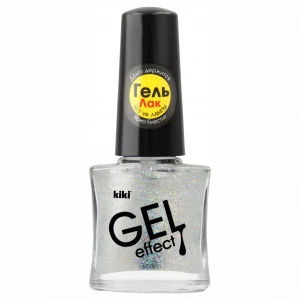 Kiki - Лак для ногтей Gel Effect, тон 076 прозрачный с блестками