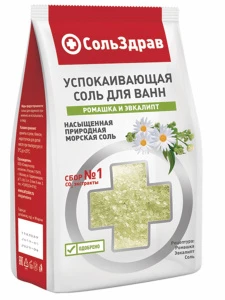 СольЗдрав - Соль для ванн успокаивающая Ромашка и эвкалипт 800г