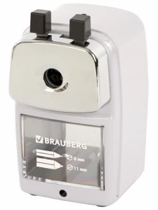 BRAUBERG - Точилка механическая Metallic-X для чернографитных и цветных карандашей (в том числе утолщенных)