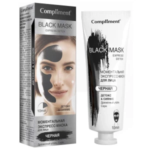 Compliment - Black Mask Моментальная экспресс-маска для лица черная Детокс&Сияние 80мл