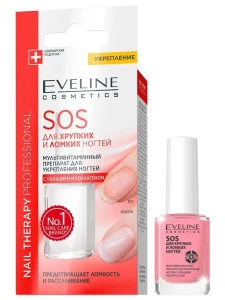 Eveline Cosmetics - Средство SOS мультивитаминное для укрепления ногтей Кальций и коллаген 12мл 