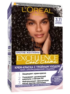 L'Oreal Paris - Excellence Cool Crème Стойкая Крем-краска для волос, тон 3.11 Ультрапепельный, темно-каштановый