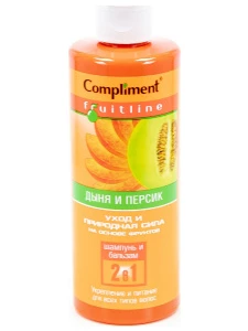 Compliment - FruitLine Шампунь 2в1 для всех типов волос Укрепление и питание Дыня и персик 400мл