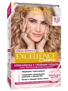 L'Oreal Paris - Excellence Стойкая Крем-краска, тон 8.12 Мистический блонд