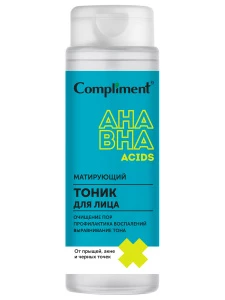 Compliment - Тоник для лица Матирующий с AHA/BHA кислотами 200мл