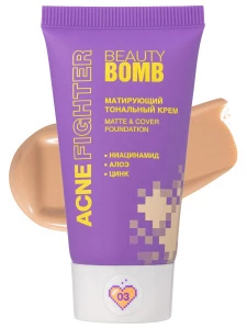 Beauty Bomb - Тональный крем Matte & Cover Foundation Acne Fighter, тон 03 темно-бежевый