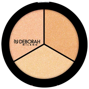 Deborah Milano - Палетка хайлайтеров для лица Trio Highlighter Palette, тон жемчужно-бежевый/золотисто-янтарный/искрящаяся роза