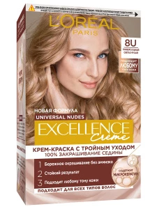 L'Oreal Paris - Excellence Универсальные нюдовые оттенки Краска для волос, тон 8U светло-русый