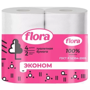 Flora - Туалетная бумага двухслойная Лесные ягоды 4 рулона