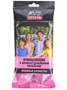 AVS Crystal - Влажные салфетки Очищающие с антибактериальным эффектом 25шт