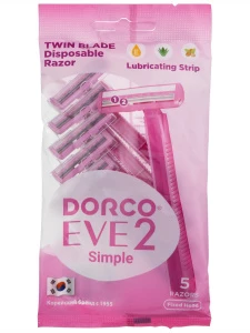 DORCO - Eve 2 Станок для бритья одноразовый женский 2 лезвия увлажняющая полоска 5шт