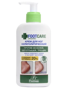 Floresan - Organic Foot Care Крем для ног кератолитический против мозолей, трещин, натоптышей 250мл