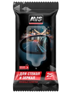 AVS Crystal - Влажные салфетки для стекол и зеркал 25шт