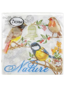 Desna - Салфетки однослойные Птицы 25*25 40шт