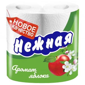 Нежная - Туалетная бумага двухслойная Аромат яблока 4шт