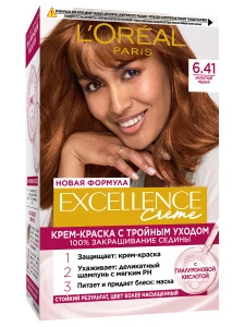 L'Oreal Paris - Excellence Стойкая Крем-краска, тон 6.41 Элегантный медный