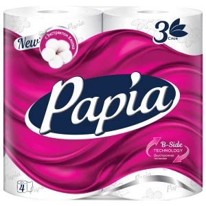 Papia - Туалетная бумага 3-хслойная 4 рулона