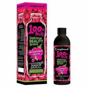 Compliment - Подарочный набор №1560 Delicious Beauty Shake Малиновый смузи (Пена для ванны 250мл + Мочалка)