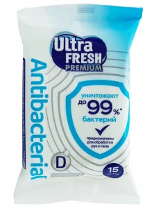 Ultra Fresh - Premium Antiseptic Влажные салфетки 15шт