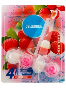Свежинка - Освежитель-блистер для унитаза 4в1 Свежесть личи 50г подвесной блок